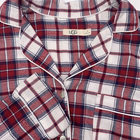 UGG Pajama Top Women's Medium Red Plaid Flannel Long Sleeve Loungewear‎ - Picture 1 of 6